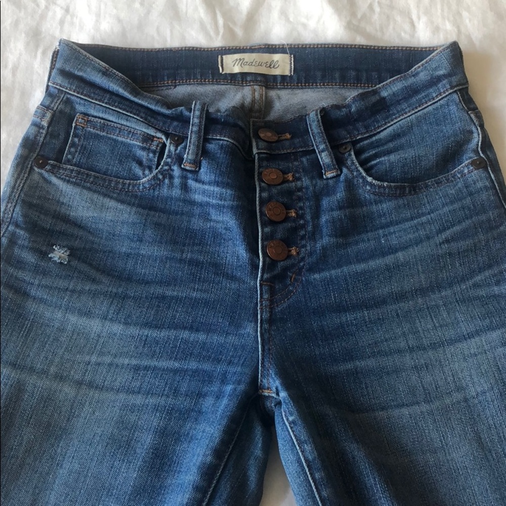 Madewell 9” mid rise button fly skinny jeans